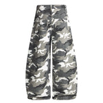 Utility Style Camo Print Wide Leg Cargo Pants