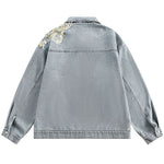 Loose-fitting Ripped Stitched Fashionable Washed Denim Jacket