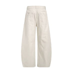 Pantalones de algodón con pierna ancha y color liso