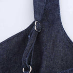 Falda vaquera con bordado de perlas y lavado vintage