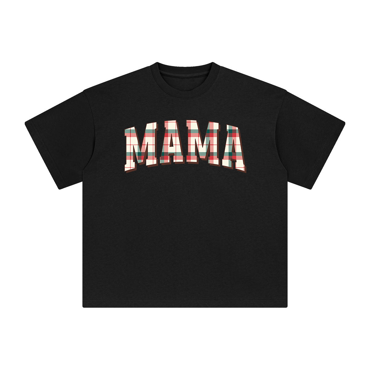 Christmas Plaid MAMA Graphic Tee-INNBLAC Fashion Apparel