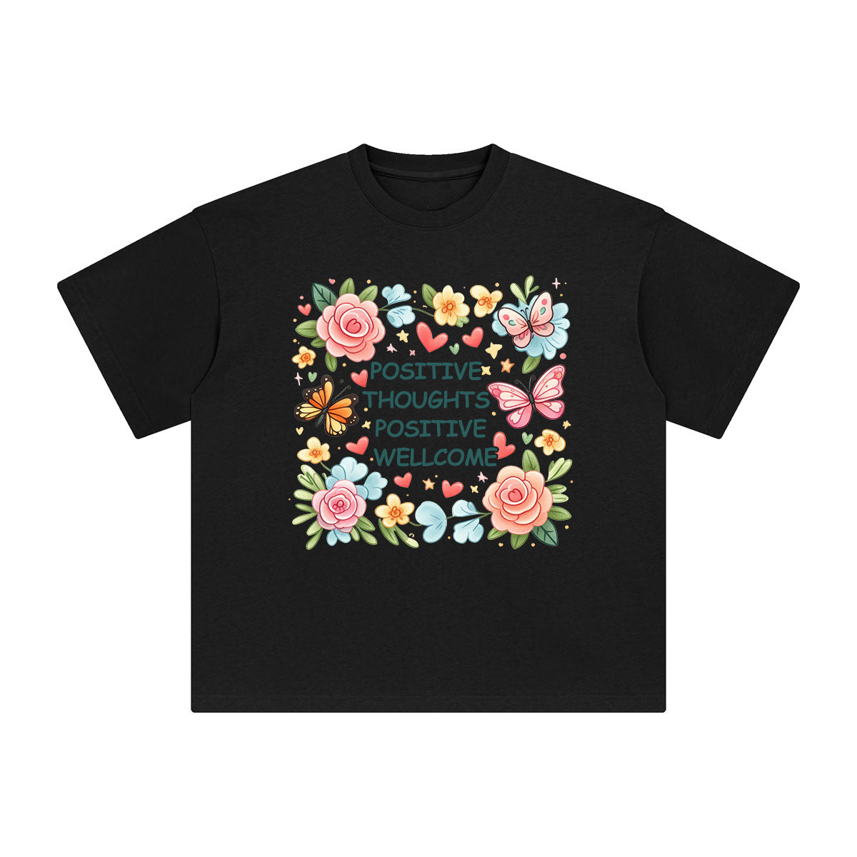 Positive thoughts positive wellcome Graphic Tee-INNBLAC Fashion Apparel