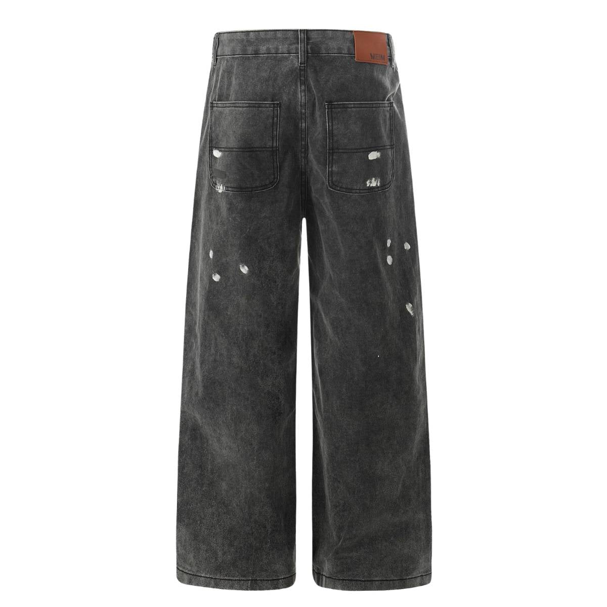 Faded Splatter-Wash GradientBaggy Wide-Leg Cargo Pants