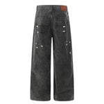 Faded Splatter-Wash GradientBaggy Wide-Leg Cargo Pants