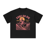 Surf Or Die Positive Vibes Graphic Tee-INNBLAC Fashion Apparel