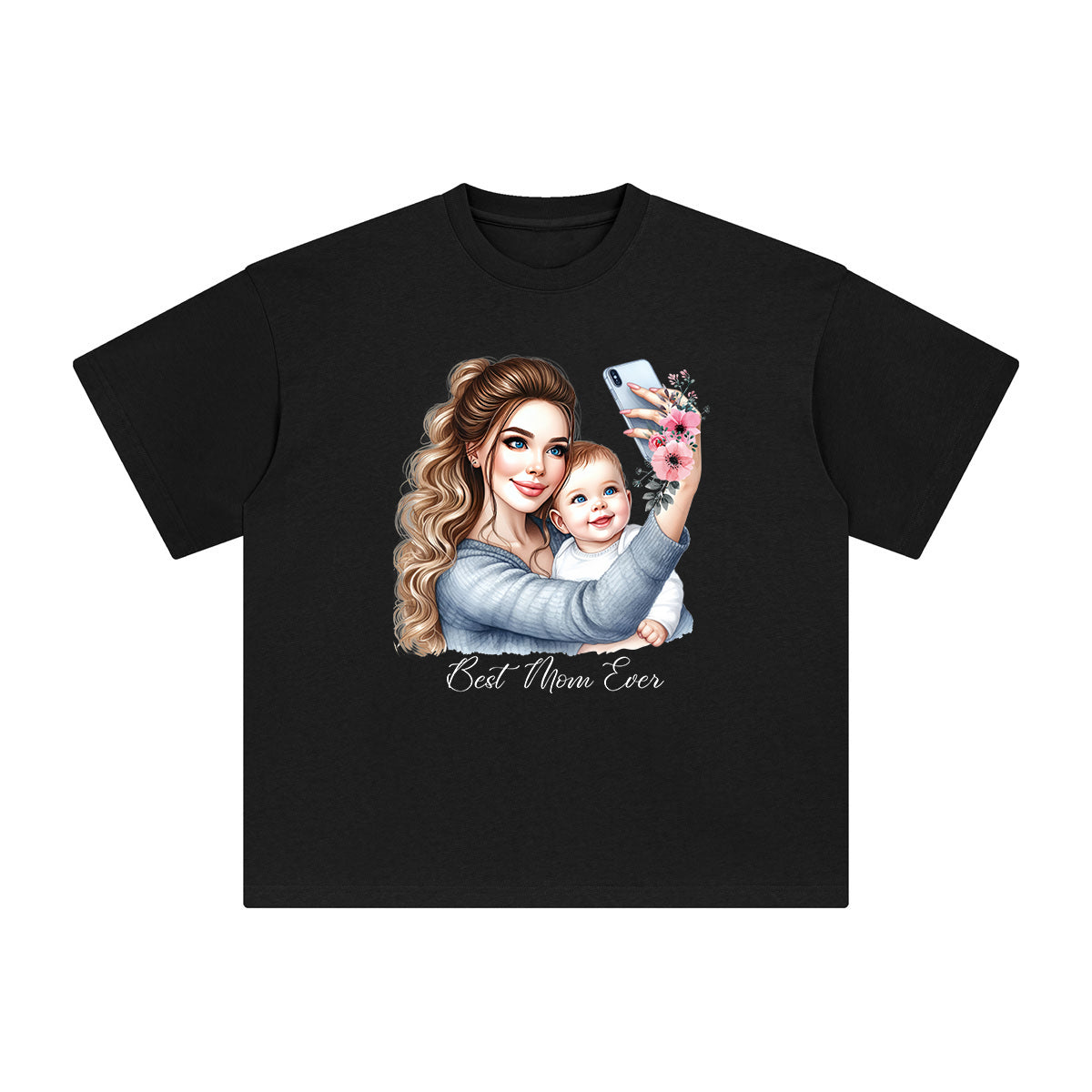 Mother & Baby Taking Selfie Graphic Tee-INNBLAC Fashion Apparel