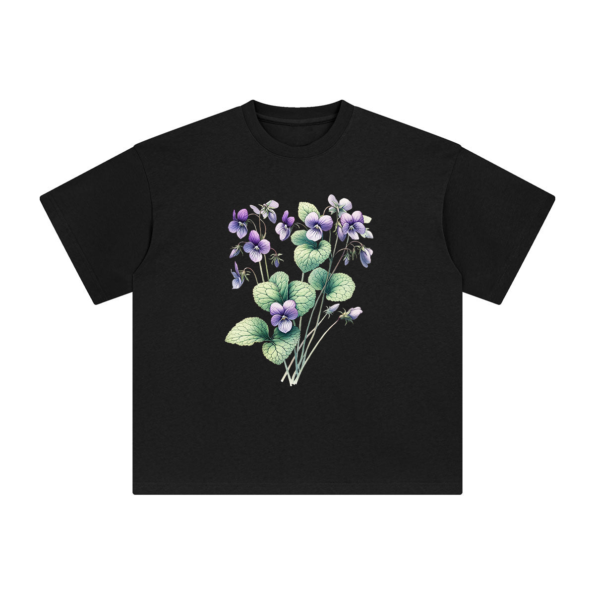 Violet Flowers Graphic Tee-INNBLAC Fashion Apparel