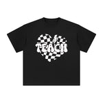 Teach Checkered Heart Graphic Tee-INNBLAC Fashion Apparel