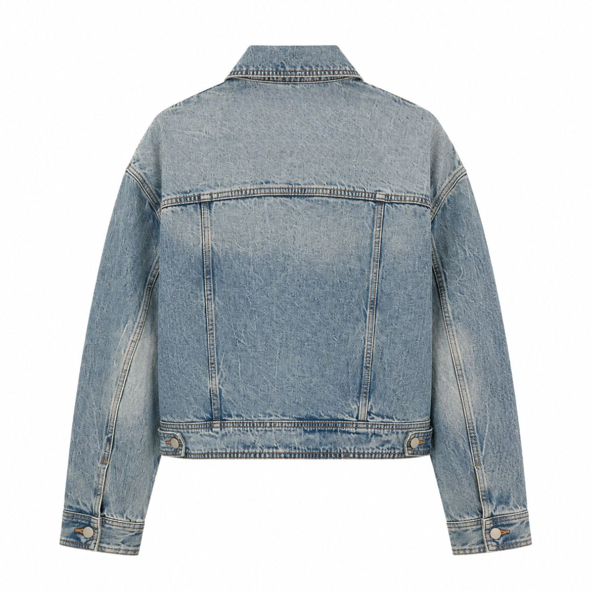 Vintage Washed Cropped Denim Trucker Jacket