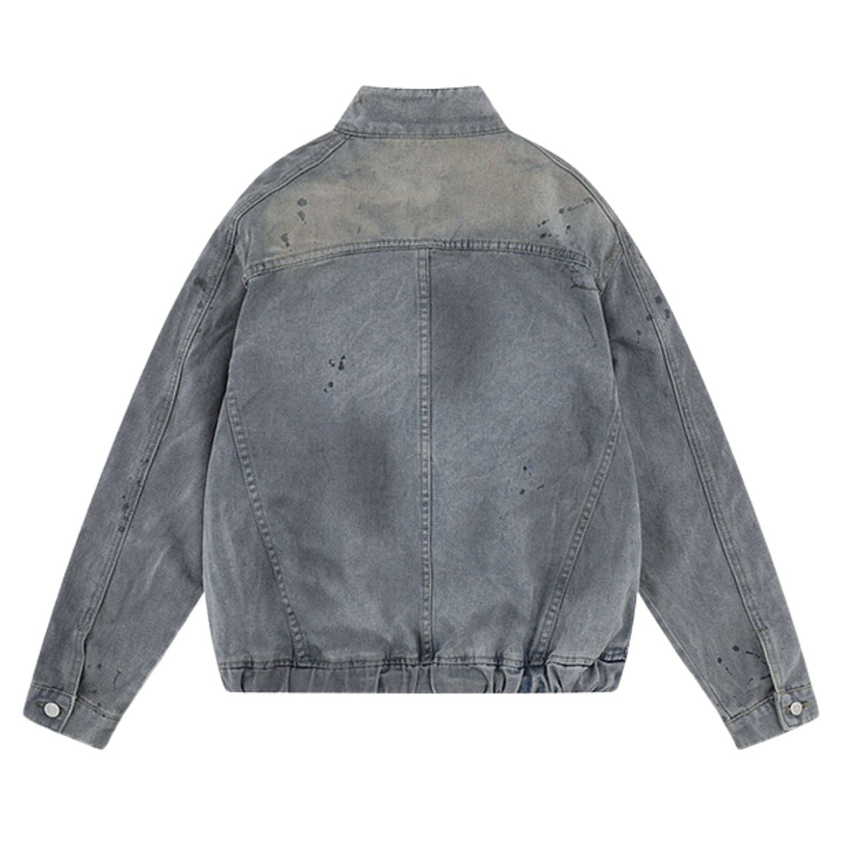 Men’s Retro Street Distressed Stand Collar Denim Jacket