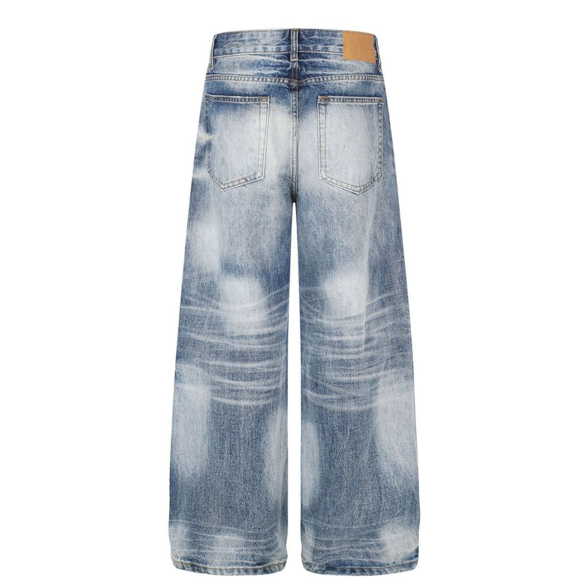 Vintage Whiskering Relaxed‑Fit Casual Jeans