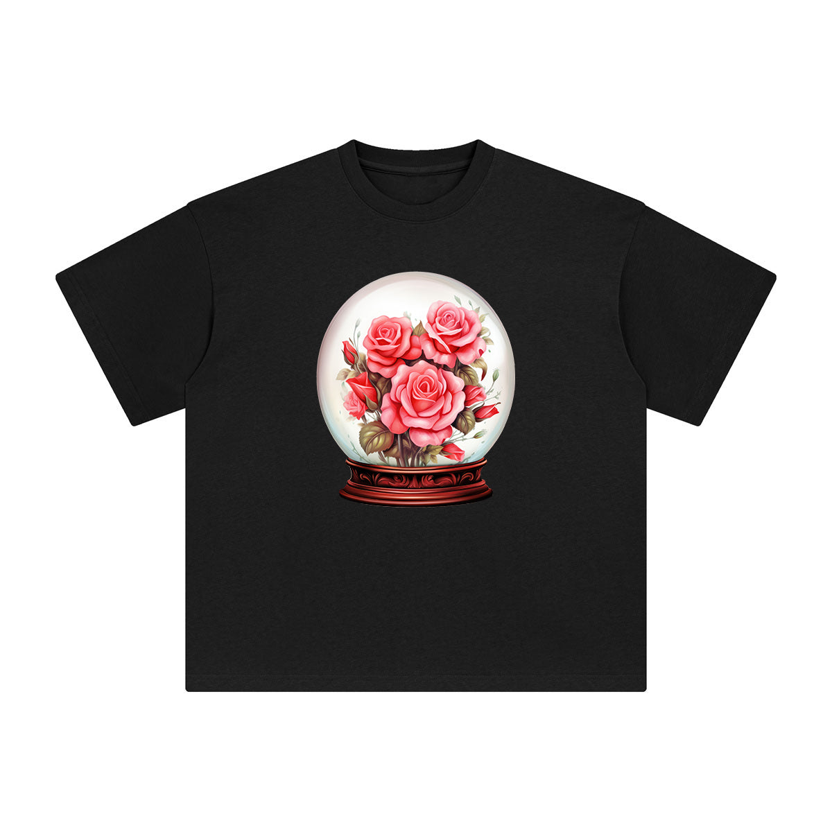 Valentine Roses Globe Graphic Tee-INNBLAC Fashion Apparel