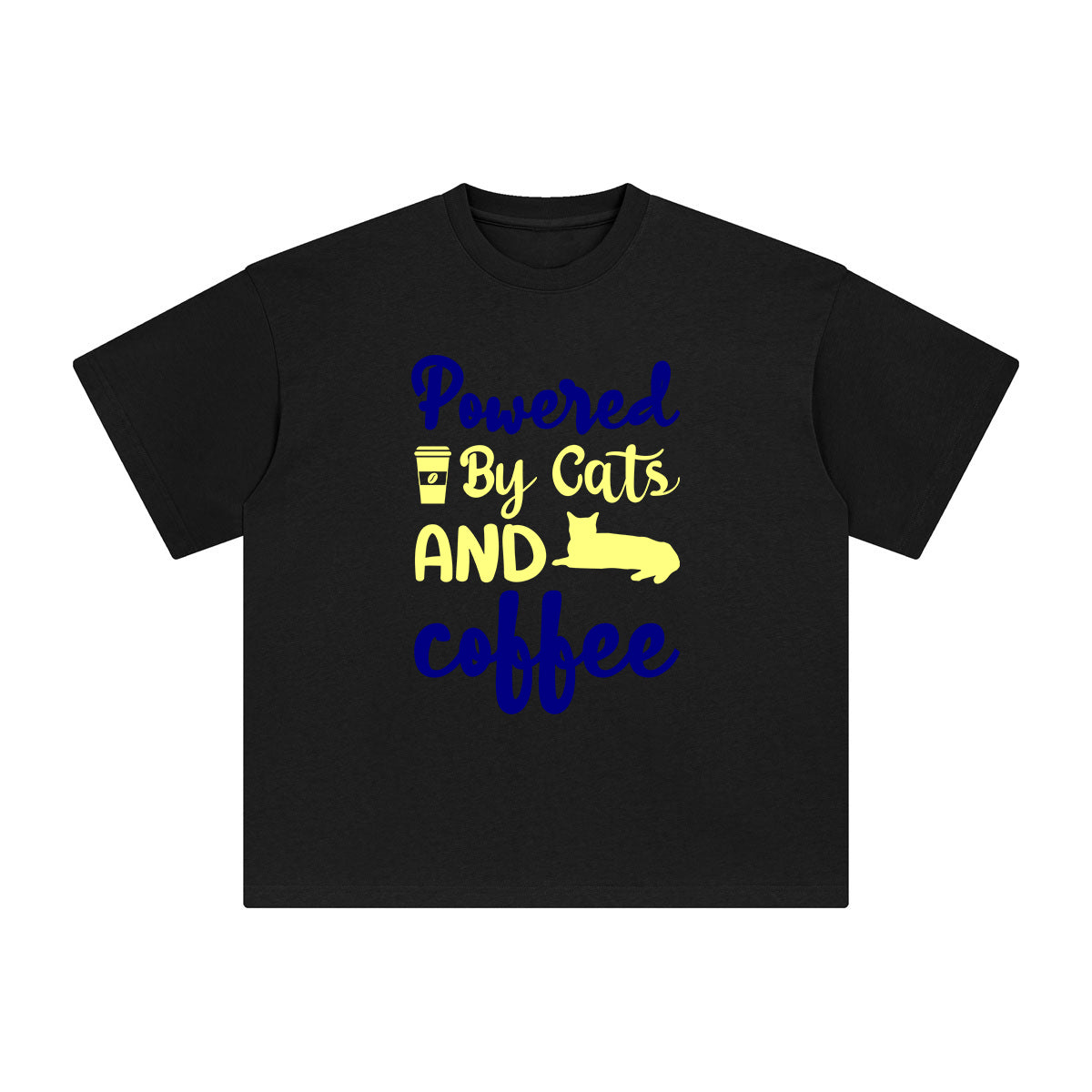 Powered By Cats And Coffee Graphic Tee-INNBLAC Fashion Apparel