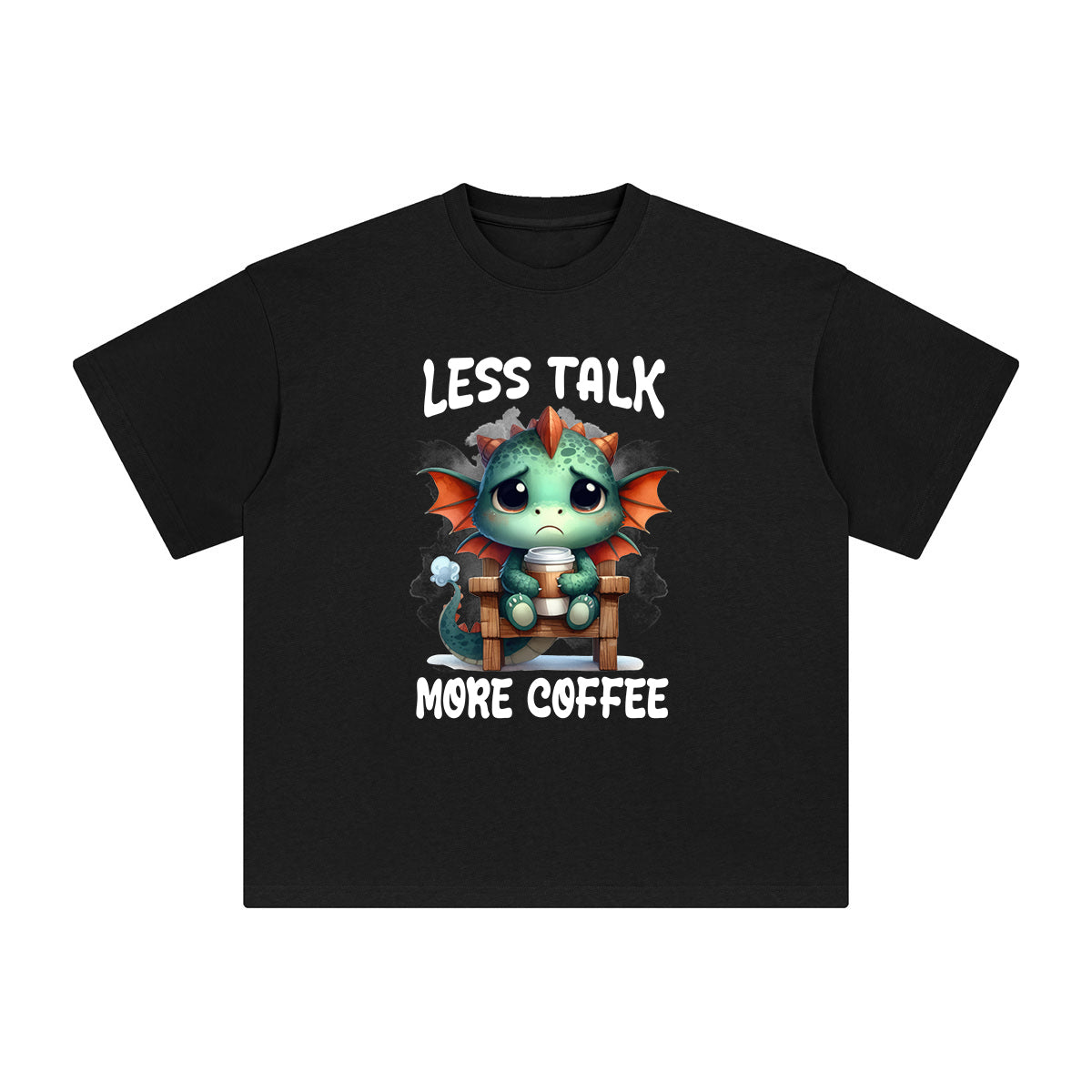 Dragon Drinking Coffee Graphic Tee-INNBLAC Fashion Apparel