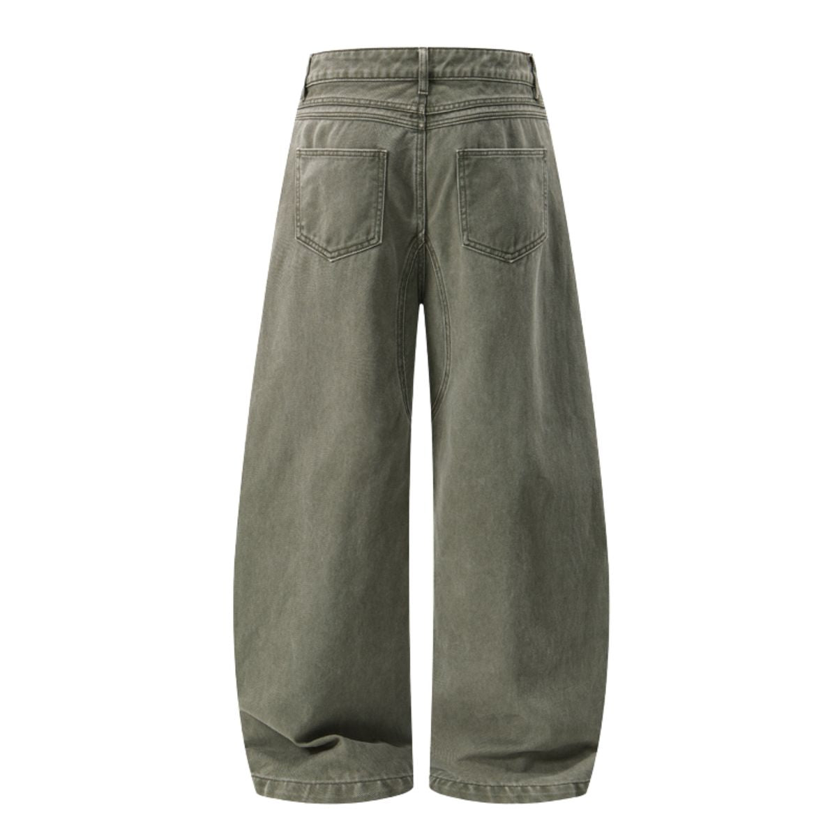 Vintage Washed Curved‑Seam Baggy Wide‑Leg Trousers