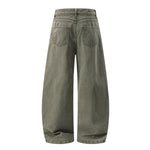 Vintage Washed Curved‑Seam Baggy Wide‑Leg Trousers