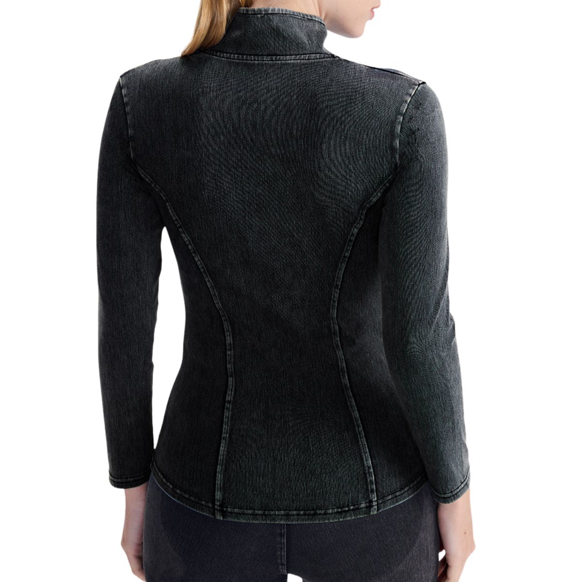 Knit Denim Slim Fit Zip-Up Jacket