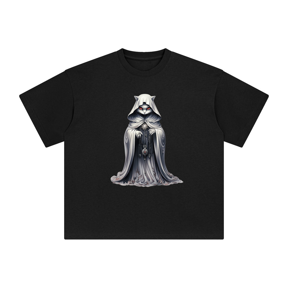 Ghost Cat Graphic Tee-INNBLAC Fashion Apparel