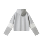 Lace Cutout Spliced Hooded Sweatshirt