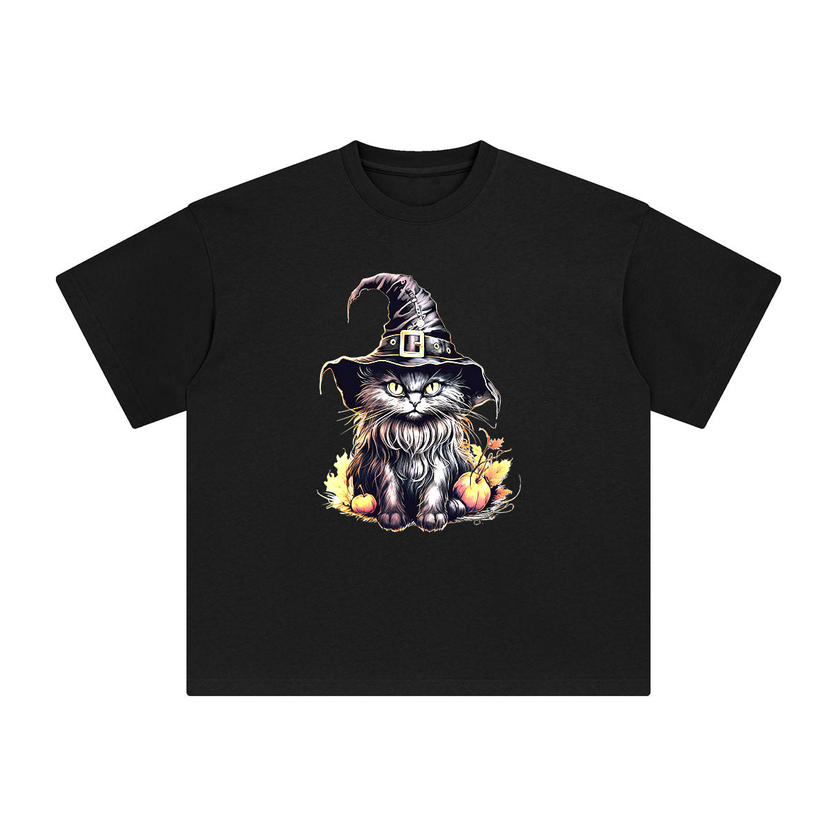 Halloween Black Cat Graphic Tee-INNBLAC Fashion Apparel