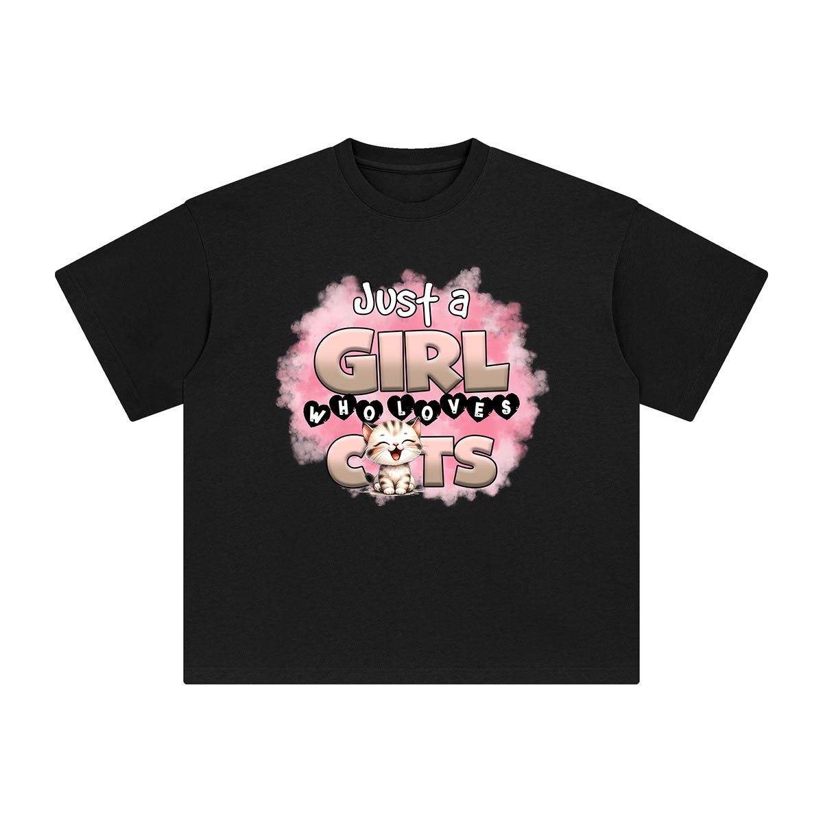 Just A Girl Who Loves Cat Graphic Tee-INNBLAC Fashion Apparel