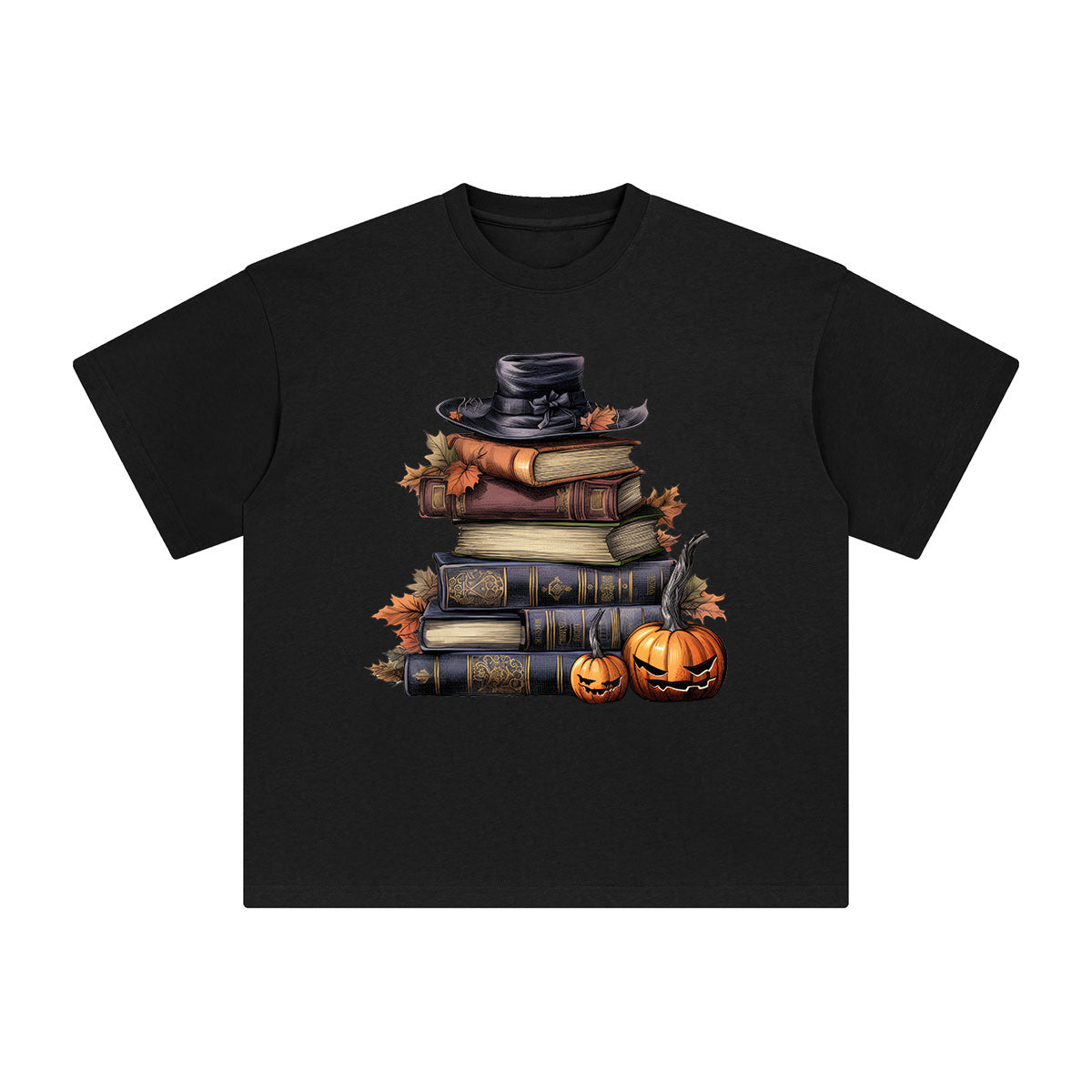 Halloween Book & Hat Graphic Tee-INNBLAC Fashion Apparel