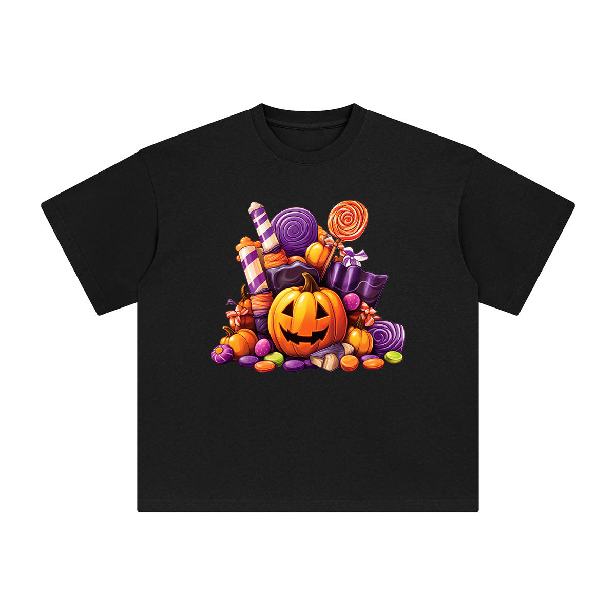 Candy & Pumpkin Graphic Tee-INNBLAC Fashion Apparel
