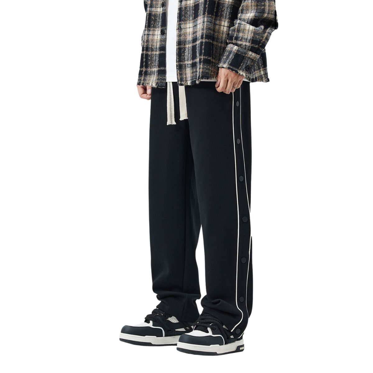 Side Snap Straight Leg Pants-INNBLAC Fashion Apparel