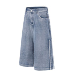 Vintage Washed Textured Denim Bermuda Shorts