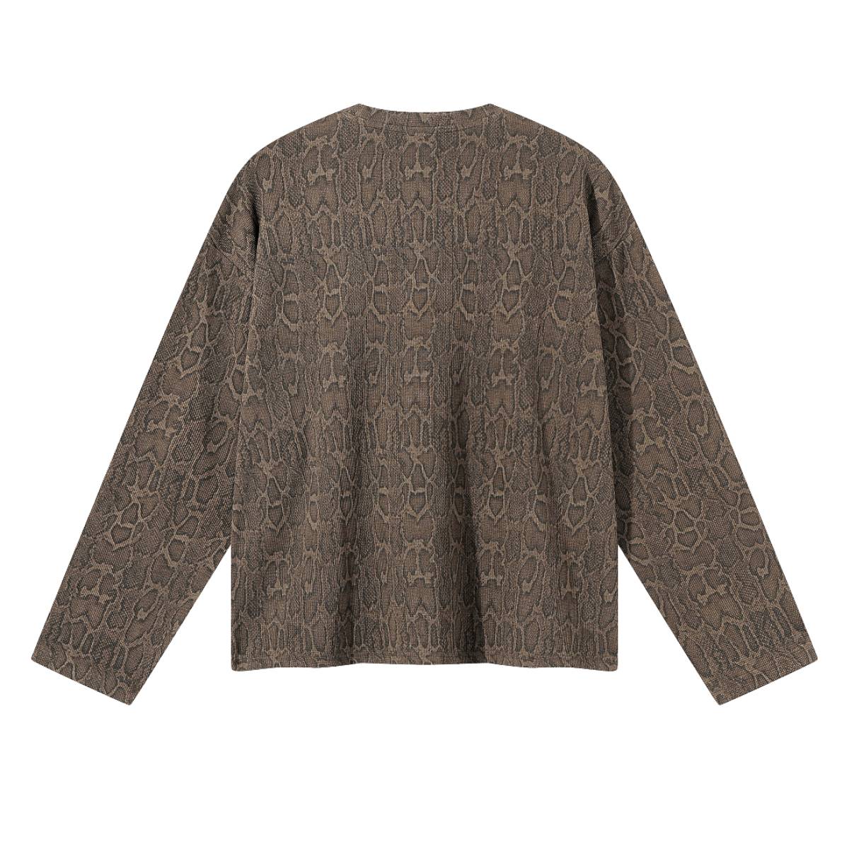 Vintage Snake Texture Waffle Long-Sleeve T-Shirt