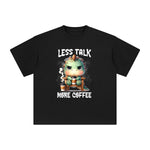 Dinosaur Drinking Coffee Graphic Tee-INNBLAC Fashion Apparel