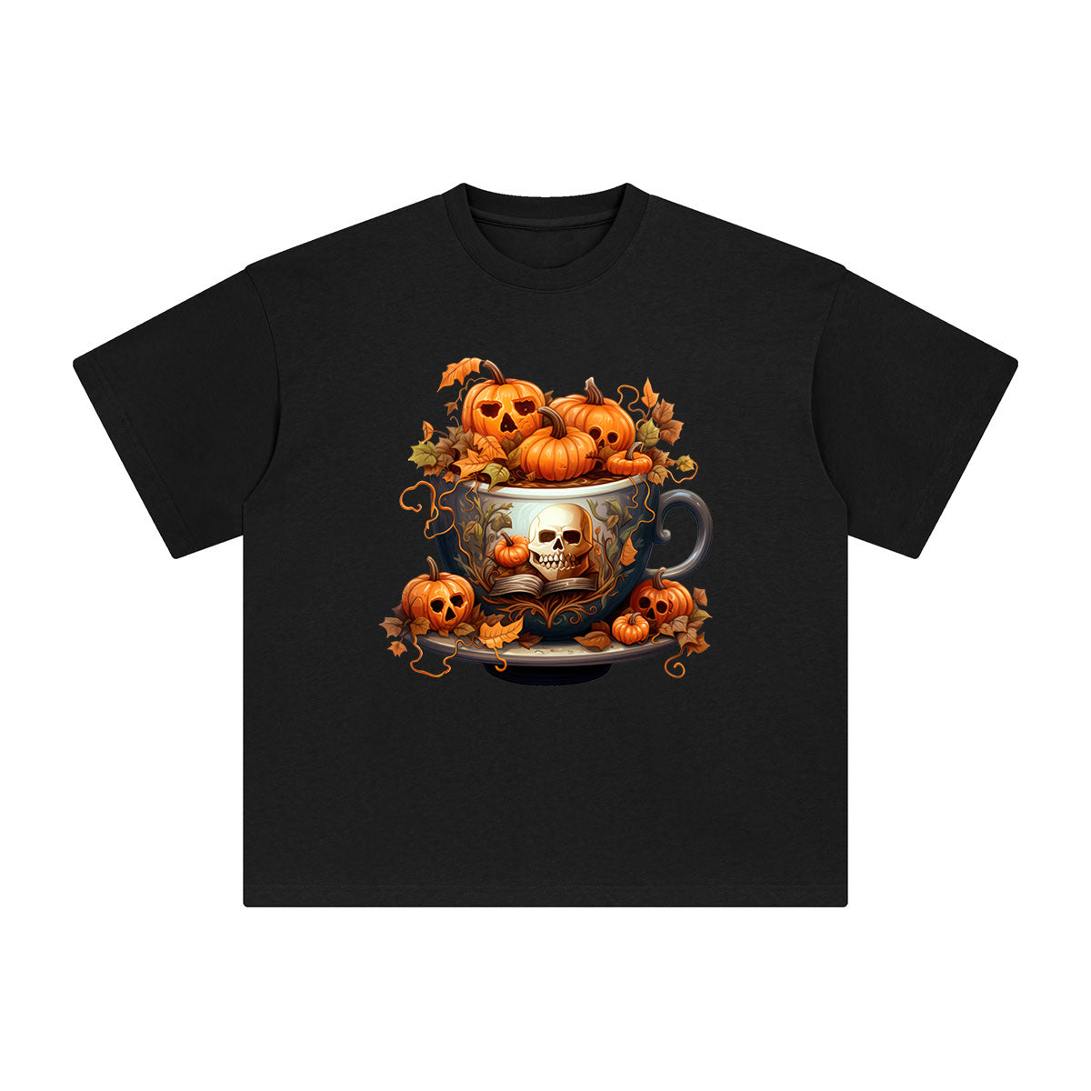 Halloween Pumpkin Coffee Graphic Tee-INNBLAC Fashion Apparel