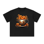Halloween Pumpkin Coffee Graphic Tee-INNBLAC Fashion Apparel