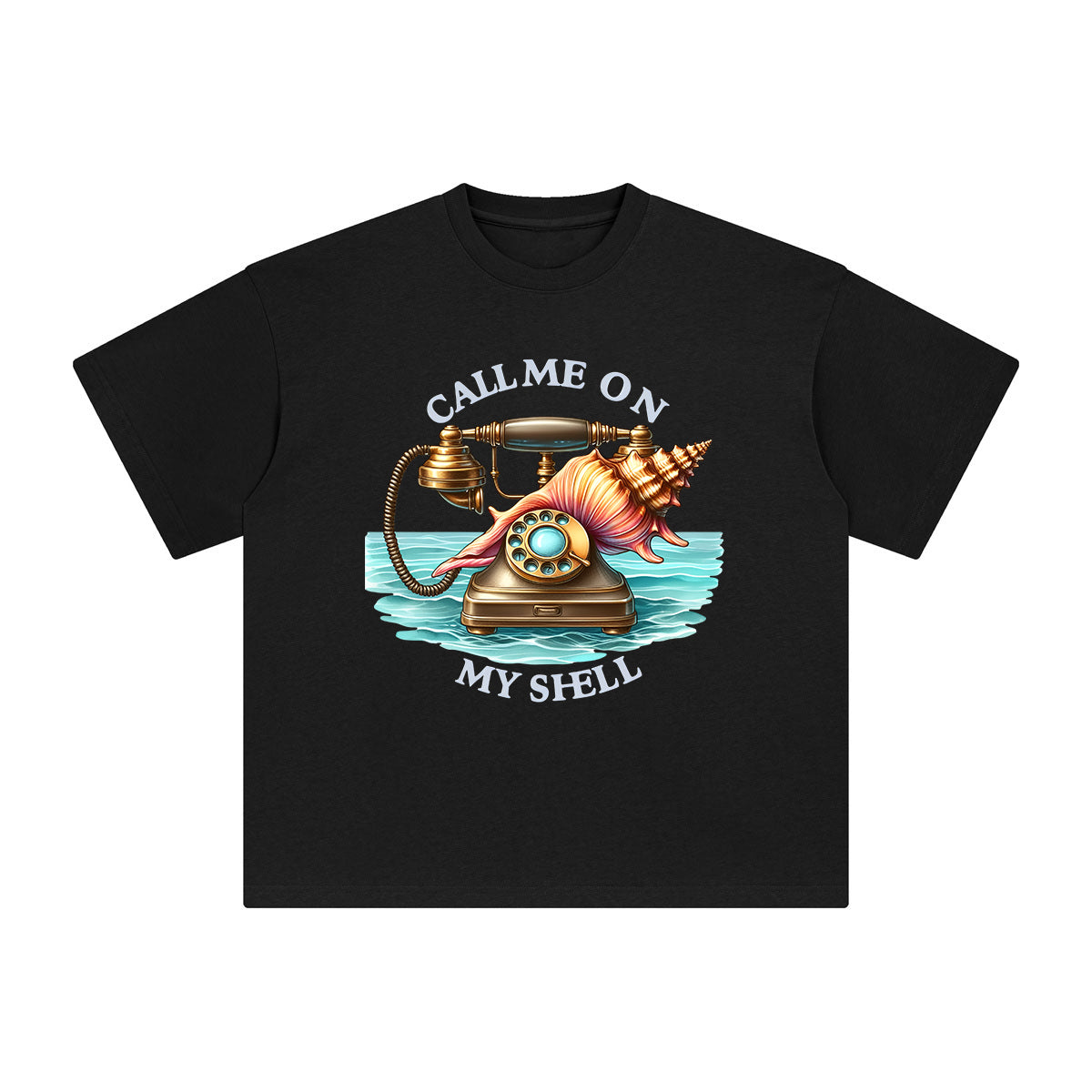 Retro Conch Telephone Graphic Tee-INNBLAC Fashion Apparel
