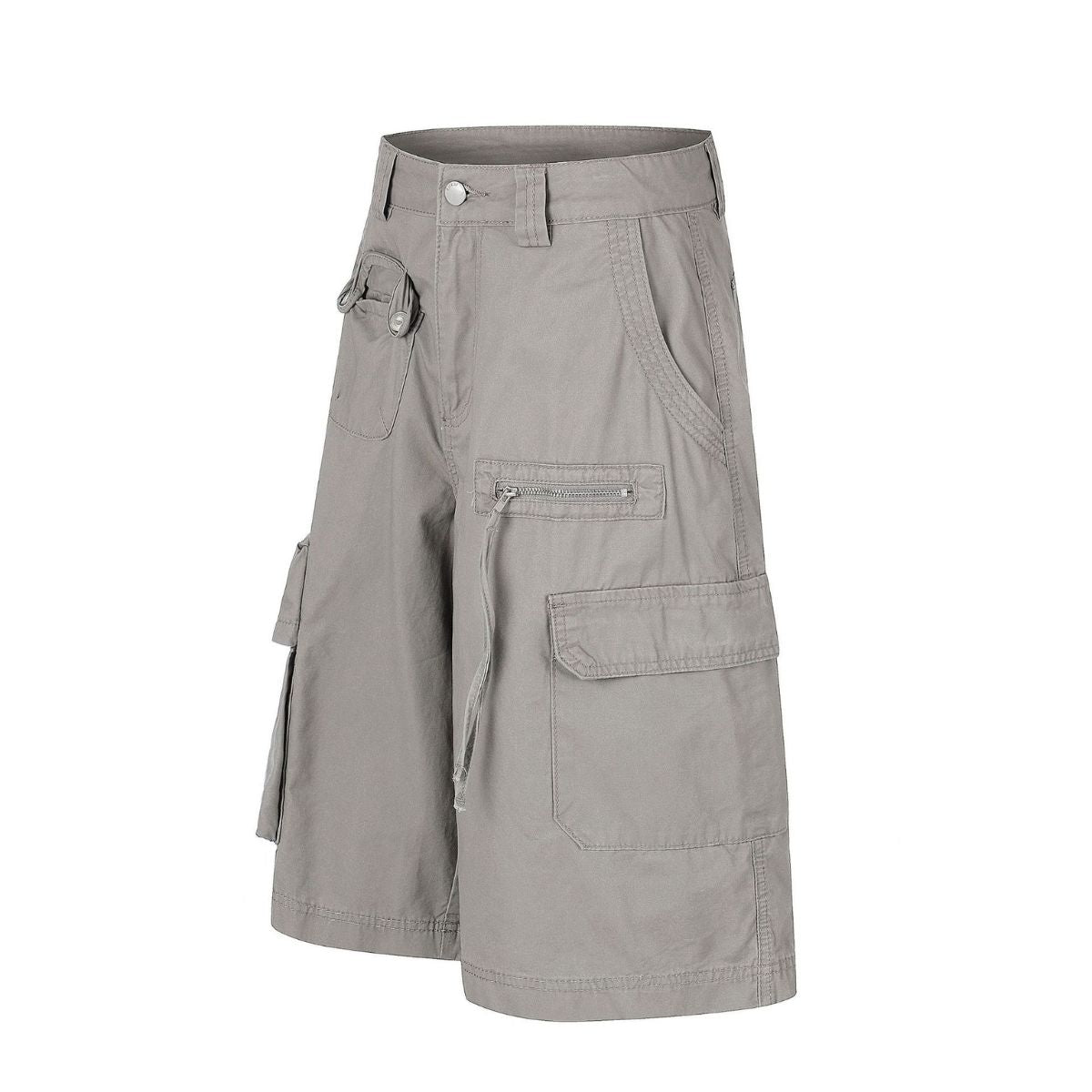 Cotton Multi-Pocket Utility Bermuda Cargo Shorts