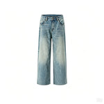 Mud Washed Vintage Washed Straight Leg Jeans
