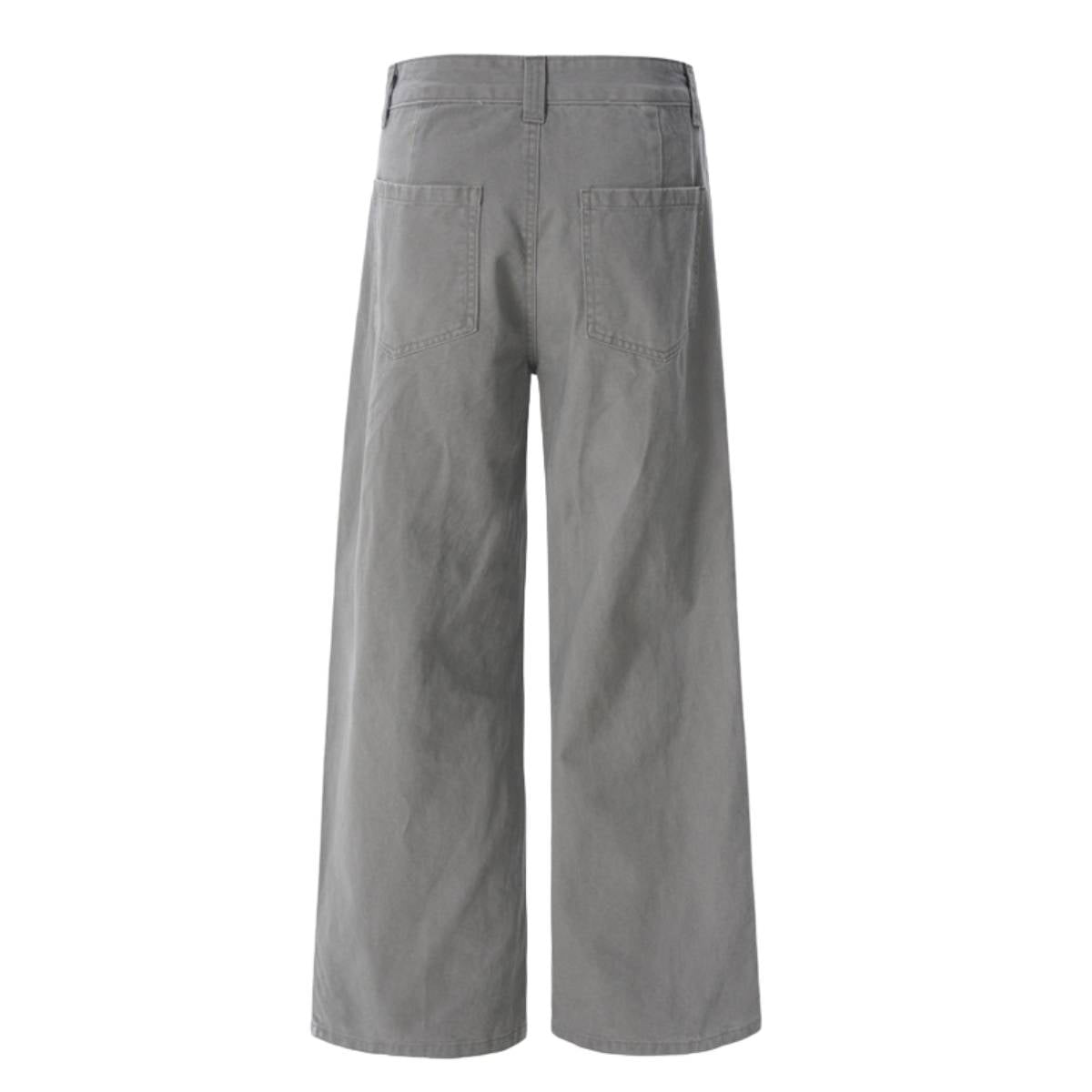 Pantalones de algodón con pierna ancha y color liso