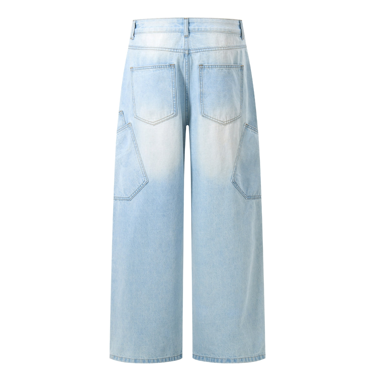 Faded Bleach Geometric-Pocket Baggy Jeans
