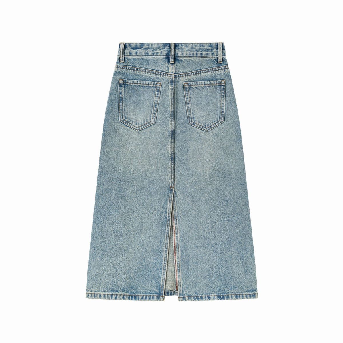 Women's Distressed Denim Midi Skirt
