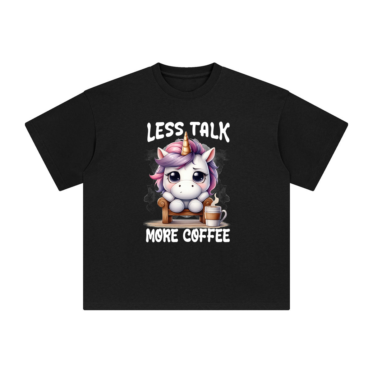 Unicorn Drinking Coffee Graphic Tee-INNBLAC Fashion Apparel