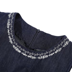 Falda vaquera con bordado de perlas y lavado vintage