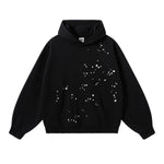 Retro Punk Metal Heat Transfer Patch Rivet Boxy Cut Hooded Sweatshirt