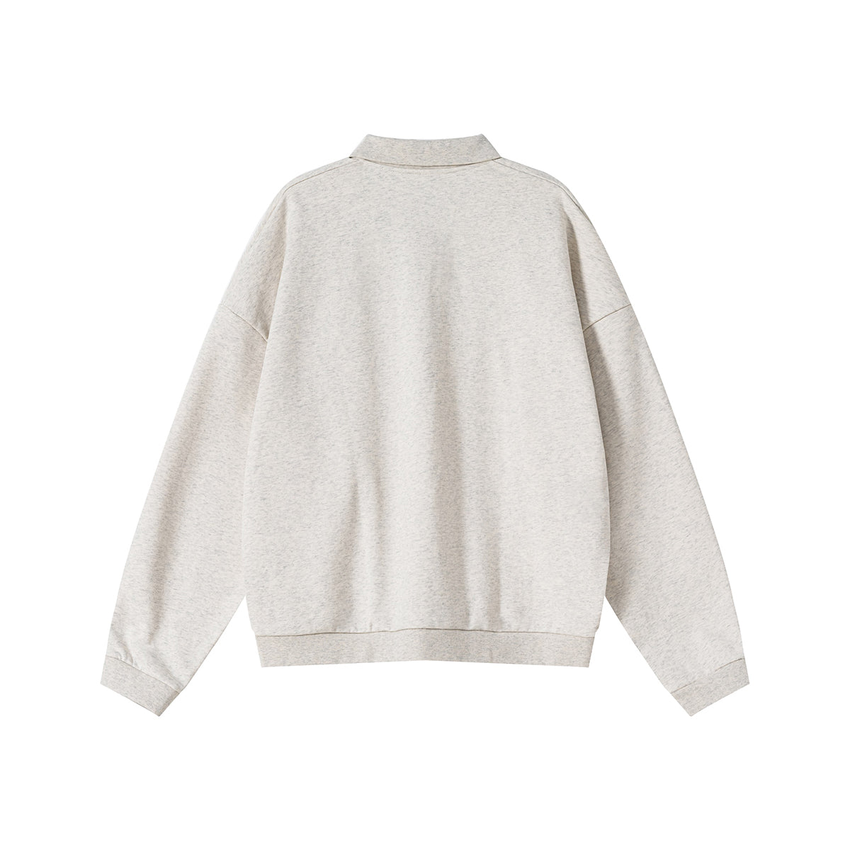 Relaxed Fit Solid Color Polo Neck Sweatshirt