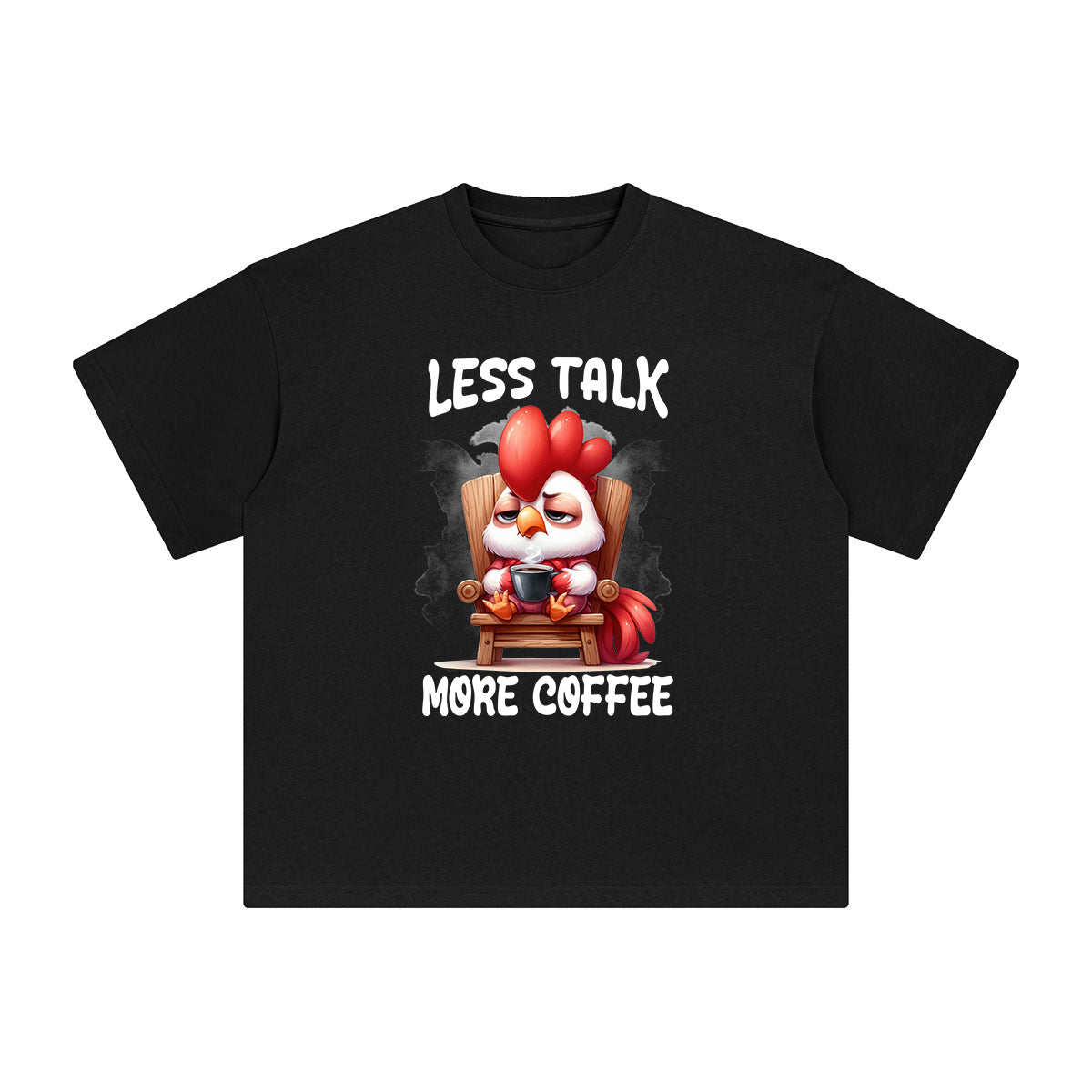 Chicken Drinking Coffee Graphic Tee-INNBLAC Fashion Apparel