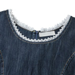 Falda vaquera con bordado de perlas y lavado vintage