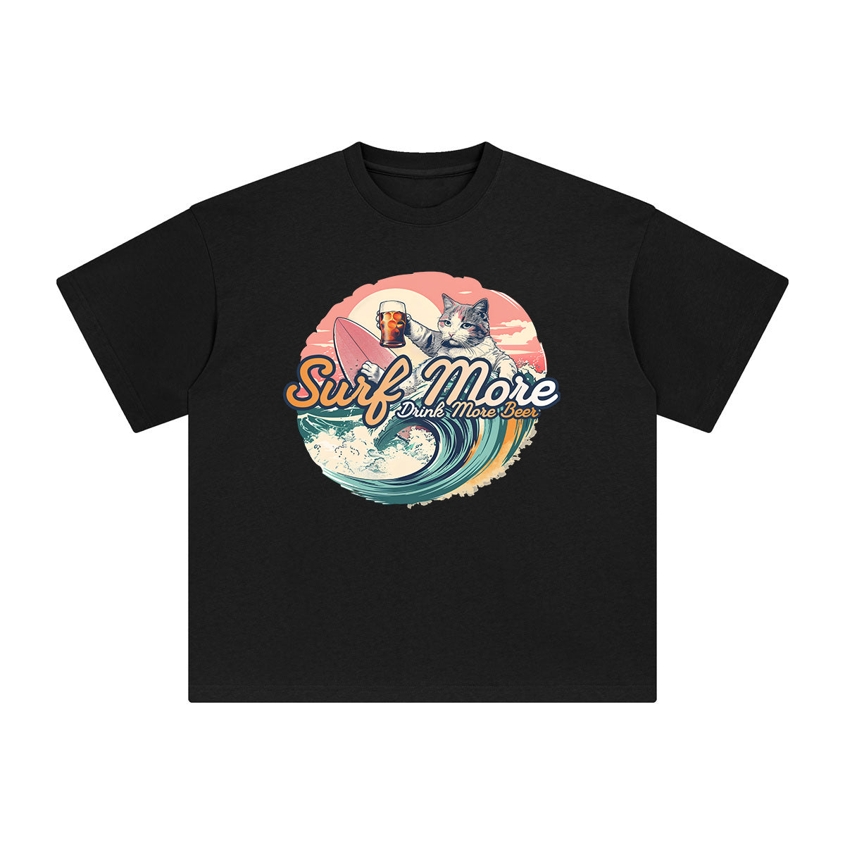 Surf More And Drink More Beer Graphic Tee-INNBLAC Fashion Apparel