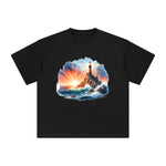 Sunrise And Lighthouse Graphic Tee-INNBLAC Fashion Apparel
