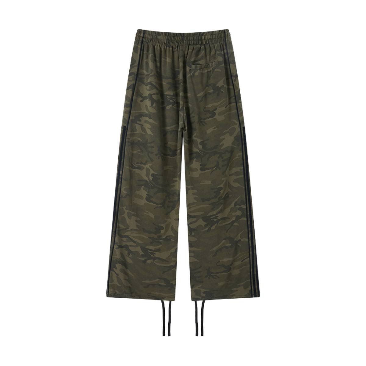 Heavyweight Camouflage Stripe Patchwork Drawstring Straight Leg Sweatpants