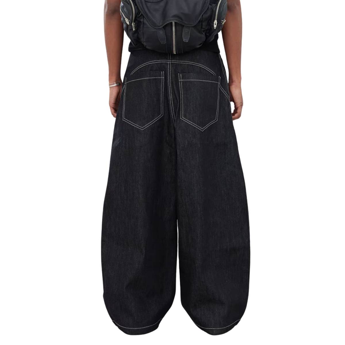 Vintage Hook-Front Barrel-Leg Denim Jeans