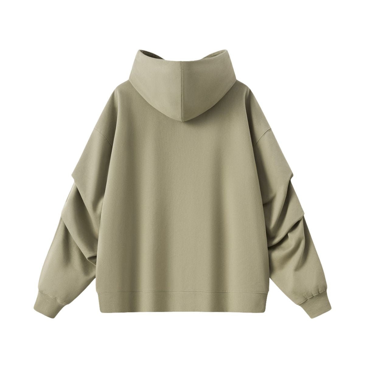 Hooded Terry Sweatshirt With Stacked Ruched Cuffs